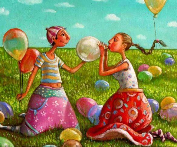Ludzie wśród balonów