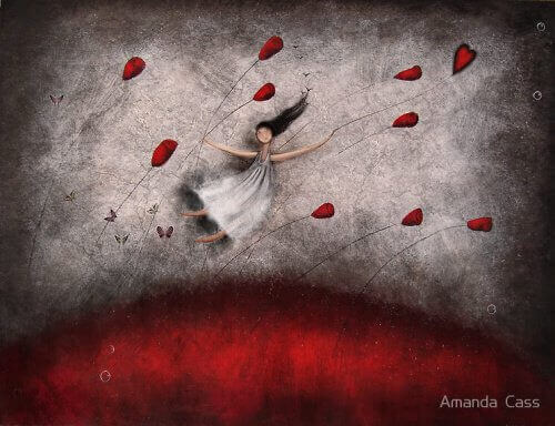 Kwiaty i kobieta na wietrze