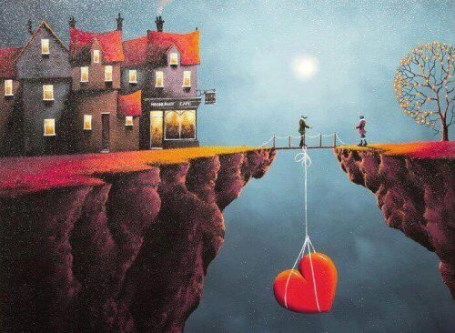 serce na sznurku zwisa nad przepaścią