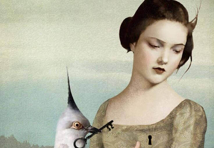 Kobieta z kłódką w sercu