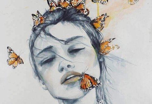 Kobieta z motylami