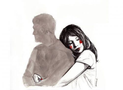 Zakochana kobieta przytula się do cienia - puste obietnice
