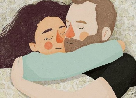 Miłość - przytulająca się para