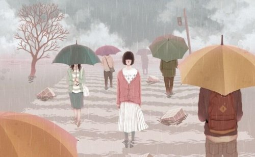 dziewczyna bez parasola, użalanie się