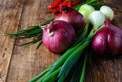 cebula i szczypiorek na kryształy kwasu moczowego