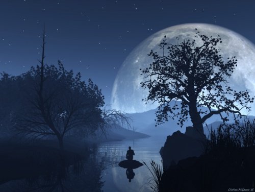 jezioro nocą