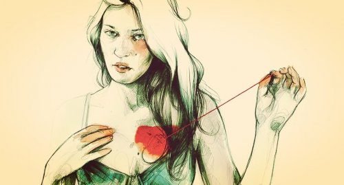 Przyszywająca serce kobieta - czy lepiej być samemu?