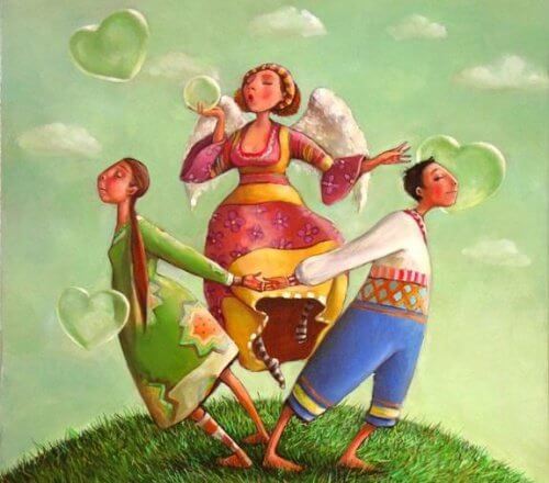 Miłość ma sens - zakochana para i wróżka