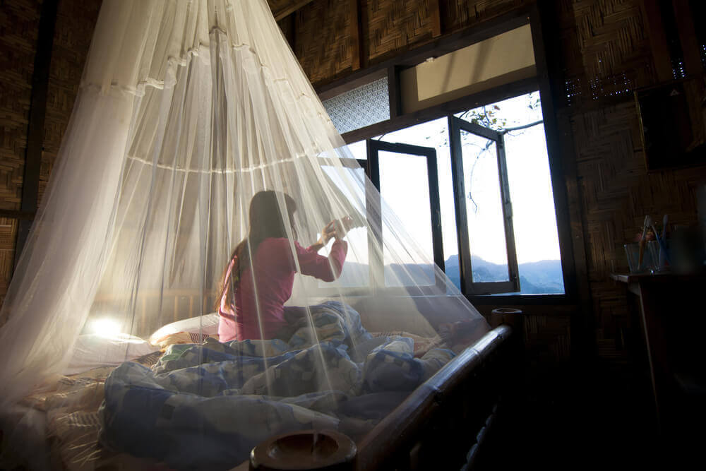 Dziewczynka pod moskitierą - to świetny sposób by uniknąć ukąszenia komarów