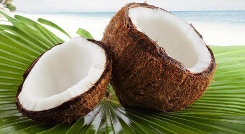 Rozłupany orzech kokosa