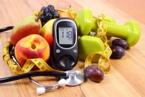 Glukometr, owoce, stetoskop