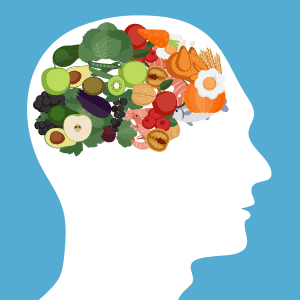 Rysunek produktów spożywczych w mózgu