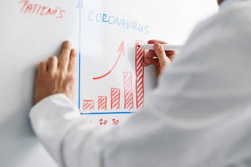 Lekarz i dane na temat koronawirusa