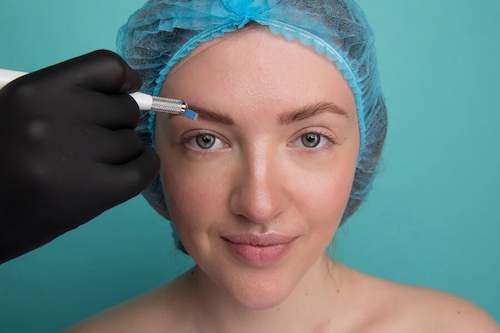 Kobieta podczas microbladingu